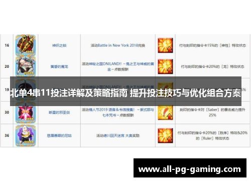 北单4串11投注详解及策略指南 提升投注技巧与优化组合方案