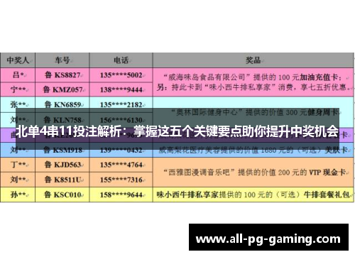 北单4串11投注解析：掌握这五个关键要点助你提升中奖机会