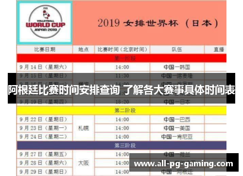 阿根廷比赛时间安排查询 了解各大赛事具体时间表